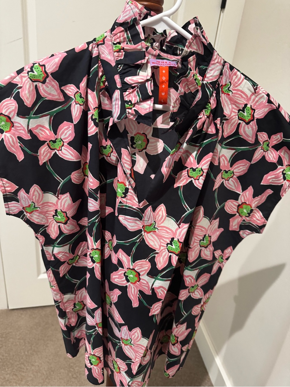 Never A Wallflower Pink and Green Floral Top. Brand New